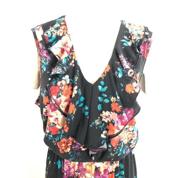 NWT Plus Moda Maxi Dress Floral Ruffle Collar 3X - Picture 2 of 9